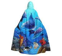 LMNvbz Blue Ocean Unisex Cloak Hooded Cape For Halloween Cosplay Party Costume, Adult Vampire Witch Robe