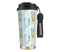 LMNvbz Cute Giraffe Flowers 316 Stainless Steel Insulated Coffee Mug, Vacuum Lid Travel Tea Cup Keeps Hot and Cold