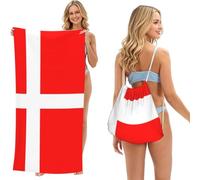 LMNvbz Denmark Danish Flag Print 2 In 1 Packable Beach Towel Bag, Quick Dry Backpack Microfiber Mat For Camping, Travel, Vacation, Cruise, And Picnic