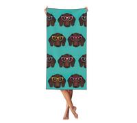 LMNvbz German Shorthaired Pointer In Glasses Print Quick Dry Beach Towel, 140Ã-70cm Soft Absorbent Towels For Pool, Cabana And Vacation
