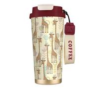 LMNvbz Hand Drawn Giraffes 316 Stainless Steel Insulated Coffee Mug, Vacuum Lid Travel Tea Cup Keeps Hot and Cold