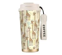 LMNvbz Hand Drawn Giraffes 316 Stainless Steel Insulated Coffee Mug, Vacuum Lid Travel Tea Cup Keeps Hot and Cold
