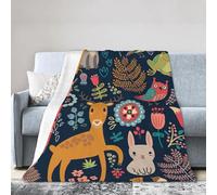 LMNvbz Owl Rabbit Bird Fox Print Ultra-Soft Micro Fleece Blanket Throw, Cozy, Plush, Warm And Lightweight For Bed, Couch, Sofa, And Travel