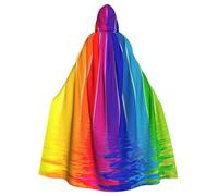 LMNvbz Rainbow Striped Unisex Cloak Hooded Cape For Halloween Cosplay Party Costume, Adult Vampire Witch Robe