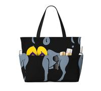 LMNvbz Ram Zodiac Sign Print Large Beach Bag Tote With Zipper And Wet Pocket, Women'S Waterproof Foldable Travel Bags, For Pool, Cruise And Swim