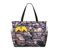 LMNvbz Solid Stonewall Art Print Large Beach Bag Tote With Zipper And Wet Pocket, Women'S Waterproof Foldable Travel Bags, For Pool, Cruise And Swim