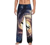 LMNvbz Space Galaxy With Telescope Print Men'S Soft Bottoms Pyjama Pants Lounge Pajama, Lightweight Comfort Sleep Trousers Loungewear Nightwear Pjs With Pockets