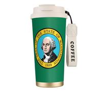 LMNvbz Washington Flag 316 Stainless Steel Insulated Coffee Mug, Vacuum Lid Travel Tea Cup Keeps Hot and Cold