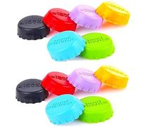 LMOGWL 12 Pieces Silicone Colored Bottle Cap, Reusable Silicone Bottle Cap, Silicone Beer Bottle Cap for Beer Stopper, Bottle Cap Stopper Sealing Bottle Cap for Beer, Glass Bottle Cap (6 Colors)