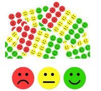 LMOGWL 1440 piece Set of Round red, Yellow and Green Emoticon Stickers, Mood Stickers (Happy, Smiling, sad, Good and Bad), 25mm, Suitable for Diaries, Display Cards and Rewards (3 Colours