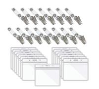 LMOGWL 15piece transparent card holder set with clips,name tag badge holders,waterproof resealable zip fasteners,ID card plastic wallet pockets,credit card membership card driver's licence PVC holders
