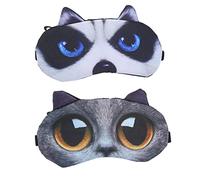 LMOGWL 2 Pieces Cute cat and Dog Pattern Sleep Eye mask, Soft and Fluffy Sleep Sunshade Eye mask for Resting and Traveling Children, Boys and Girls, Male and Female Universal Daydream Sleep Eye Mask