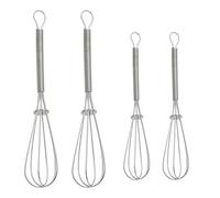 LMOGWL 4 Pieces of Stainless Steel Kitchen Whiskey, Kitchen Whiskey Whisk Mixer, Manual Mixer, Suitable for Kitchen Cooking, Mixing and Beating, Eggs, sauces, Dough, Large 2/Small 2 (Silver)