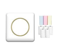 Lmohuytf Mini Thermal Label Printer Memo Handbook Photo Printer Portable Label Printer with Thermal Paper+Colored Paper