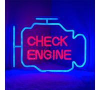 lmoikesz Acrylic Check Engine Neon Signs Sign Check Engine Neon Engine Neon Sign Personalized LED Neon Garage Signs Easy Install, Blue+Red
