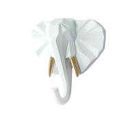 lmoikesz Animal Shape Coat Hook Made Of Resin For Long-lasting Resin Elephant Head Animal Wall Mounted Hook Animal Head Coat Hook, White gold (elephant