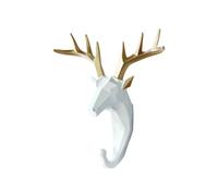 lmoikesz Animal Shape Coat Hook Made Of Resin For Long-lasting Resin Elephant Head Animal Wall Mounted Hook, White Gold (Deer)