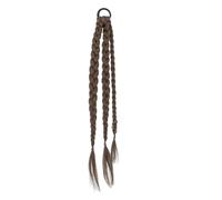 lmoikesz Braid Hair Loop Integrated With Real Human Hair No Breaking Three Strand Hot Girl High Ponytail High Temperature Fiber, Light brown