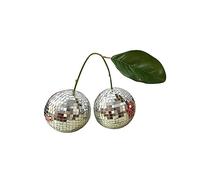 lmoikesz Cherry Disco Balls Decoration Modern Mushroom Kawaii Double Mirror Ball Glass Circle Living Room Home Decor for Bar, Silver double, 15cm