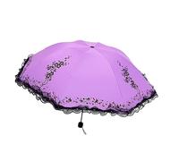 lmoikesz Lace Side Umbrella with Dual Exquisite Pattern Suitable for Sun Or Rain Elegant Lace Side Polyester Sun Umbrella, Plum Blossom Purple