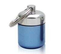 lmoikesz Mini Pills Box Aluminum Alloy Keyring Bottle Backpacking Personal Tablets Adults Kids Elderly Waterproof Sealed Container, Blue