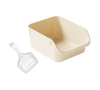 lmoikesz Open Top Semi Enclosed Cat Litter Tray Provides Secluded Space With Durable Preventing Litter Mess Smooth And Anti Falling. Nonstick Pan Cat Container Bedpan, Beige, 39x29.5x17cm