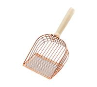 lmoikesz Reliable Metal Cats Litter Sifter Quick Efficient Litter Cleanup For All Pet Owners And Animals Can Clean Lot Of Cat At Time Metal Cats Scoops With Ergonomic Long Handle, Rose Gold, 13x28cm