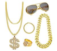 lmoikesz Retro Chain Parties Boy Costume Accessories Faux 80s Billionaire Fancy Rapper Accessories Set Accessories