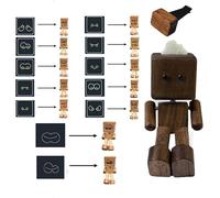 lmoikesz Shaking Wooden Man Figurine for Car Dashboard, Wooden Man with Wobbly Leg Decor with 12 Magnetic Expression, Home Office Desk Buddy with Essential Oil Diffuser & Vent Clip (Black Walnut)