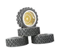 lmoikesz Sturdy 1/10 RC Car Crawler Tires Wheels Rims With Rubber And Metal Rim Non Slip Performance Improvement Metal Wheel Rim Rubber Tires 1/10 RC Car Crawler, Gold Sliver