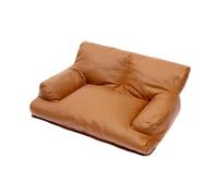 lmoikesz Stylish Cat Dog Sofa Bed Indoor Comfortable Couch Resting Cozy Beds For Pets Easy To Maintain Pet Couch Is Made Of PU Leather Soft Pet Sofa Bed Cat Dogs Cats Sleeping, brown, 65x50x24cm