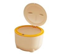 lmoikesz Stylish Kitty Litter Trash Bin Fully Enclosed Cat Litter Box With Lid Large Indoor Waste Collection Odor Isolating Container Hooded Cat Toilet Cleaning Kitty Trash Bin, Beige, 19x15cm