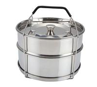 lmoikesz Two Stackable Steamer Insert Pans Stainless Steel Electric Pressure Cooker Insert