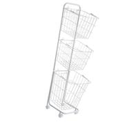lmoikesz Utility Carts Double Layer Storage Rack Laundry Basket Heavy Duty Shelving Unit Portable Easy Organization in Any Space Heavy Duty Kitchen Shelf On Wheel Serving Trolley, White, 36x33x123cm