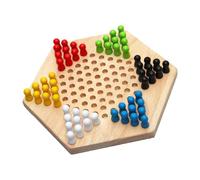 lmoikesz Wooden Checkers Board Game With Hexagonal Enhancing Family Bonding During Play Wooden Chinese Checkers Game Toys Chinese Draughts Hexagonal Board Toy Checker