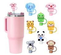 Lmotfor 8pcs Cute Animal Straw Cover Caps for Stanley Cup Straw Topper fit 30&40 Oz Tumbler with Handle 10mm 0.4in Straw Protectors Cup Accessories