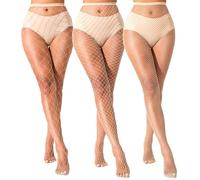 lmotpe Plus Size Fishnet Tights Stockings Women's High Waist Sexy Pantyhose Stockings for Women, Nude Lms Mesh 3, X-Large-4X-Large Plus