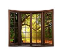 Lmovutcom Big tree three-dimensional tapestry outside the window, big tree fallen leaves hanging cloth, forest light and shadow study bedroom porch tapestry
