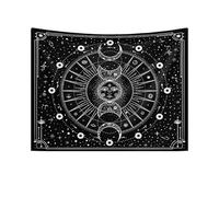 Lmovutcom Bohemian sun and moon tapestry black and white starry sky mysterious tapestry tarot background wall hanging cloth