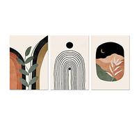 Lmovutcom Boho Wall Art Prints Set of 3, Neutral Abstract Geometric Canvas Artwork for Bedroom, Bathroom, Living Room, Office (Unframed x 3 Pieces)
