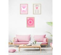 Lmovutcom Pink Lovely Aesthetic Butterfly Painting Poster, Gradient Aura and Daily Affirmation Wall Art Posters, for Bathroom, Living Room, Bedroom, Girl Apartment Decor, unframed