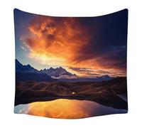 Lmovutcom Snow-capped mountains reflected in the clouds in the lake, landscape decorative tapestry, large wall hanging tapestry, wall covering, fabric background decoration
