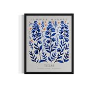 Lmovutcom Texas Flower Market Poster Art Print, Botanical Wall Art Painting, Pastel Floral State Decor for Living Room and Bathroom, Unframed