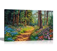 Lmovutcom Unframed Botanical Canvas Wall Art,Colourful Forest Vivid Summer Flowers Painting,Wildflower Sunset Oil Prints,Floral Landscape Poster, Warm Tone Wall Decor for Bedroom Home Office