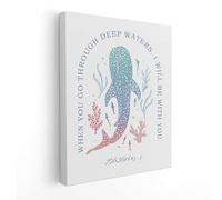 Lmovutcom Whale Shark Christian Wall Decor, When You Go Through Deep Waters Bible Verse isaiah 43 2" Wall Art, Canvas Poster for christian home room decor, Whale Shark Gifts, Unframed Colorful