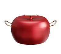LMPN Cooking Pot, Soup Pot 6L 26cm Apple Shape Enameled Cast Iron Dutch Oven with Dual Handle Suitable for All stoves, Saucepan Grill Pan Induction Cooker Gas, Kitchenware