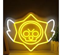 lmprintNook Stars Neon Signs Brawl Game Neon Lights for Wall Decor，Dimmable Led Neon Light for Kids Game Room Man Cave，USB LED Neon Sign for Bedroom, Gamer Gift for Men, Boys
