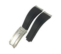 LMPVPDGADZ 19mm 20mm 21mm Metal Link Curved End Rubber Watchband Fit For Rolex Submariner Fit For DAYTONA Yacht-Master Fit For GMT Strap Silicone Bracelets(Black,20MM_GOLD)
