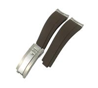 LMPVPDGADZ 19mm 20mm 21mm Metal Link Curved End Rubber Watchband Fit For Rolex Submariner Fit For DAYTONA Yacht-Master Fit For GMT Strap Silicone Bracelets(Brown,20MM_GOLD)