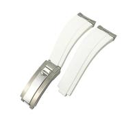 LMPVPDGADZ 19mm 20mm 21mm Metal Link Curved End Rubber Watchband Fit For Rolex Submariner Fit For DAYTONA Yacht-Master Fit For GMT Strap Silicone Bracelets(White,19MM_GOLD)